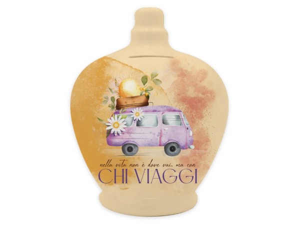 SALVADANAIO - IN CERAMICA CON TAPPO - CON CHI VIAGGI