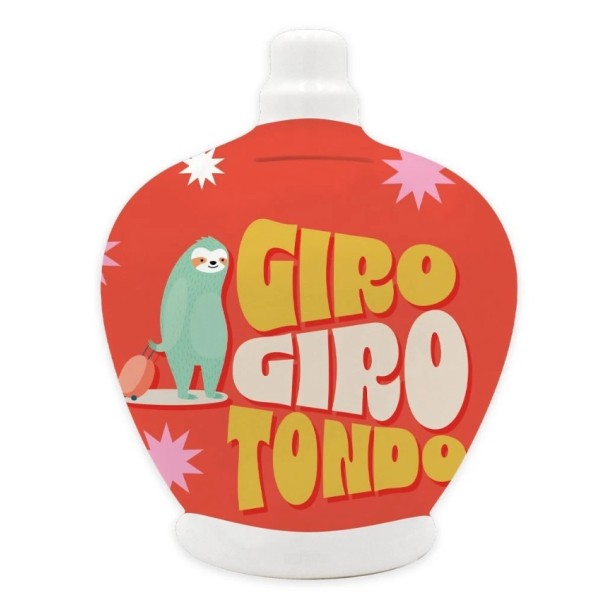 SALVADANAIO - IN CERAMICA CON TAPPO - GIRO GIRO...