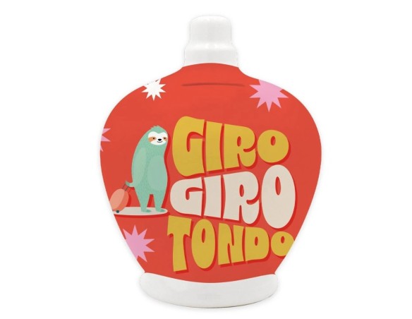 SALVADANAIO - IN CERAMICA CON TAPPO - GIRO GIRO TONDO
