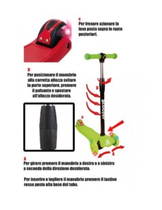 MONOPATTINO ALLUMINIO RUOTE MM120/80 CON LUCI 52016 tre... 2