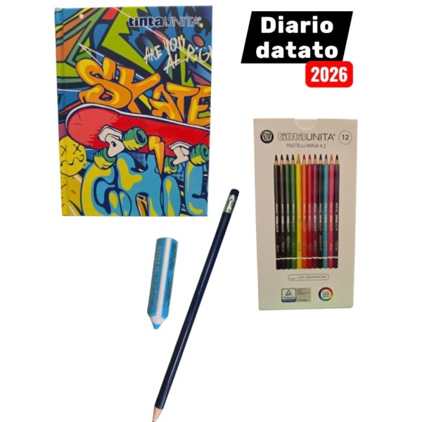 DIARIO DATATO 2026 TINTA UNITA YOUNG SKATE 2026...