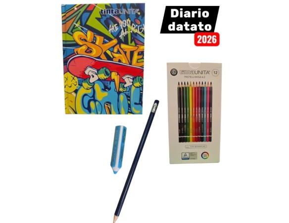 DIARIO DATATO 2026 TINTA UNITA YOUNG SKATE 2026 - 2027
