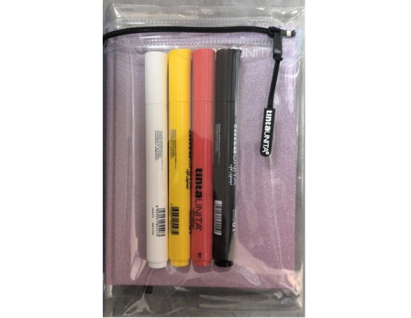 Diario Tinta Unita rosa Glitter con 4 marcatori acrilici 2026 - 2027