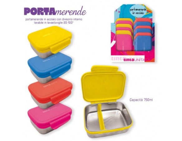 Portamerenda Lunch Box Acciaio per Bambini 750ml | Porta Merenda Termico Scuola TintaUnita