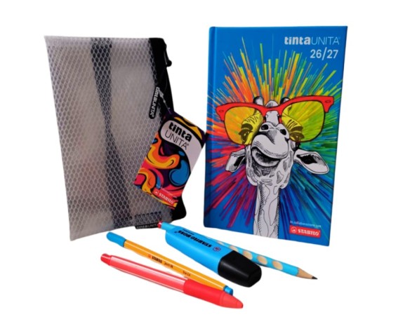 Diario Agenda TintaUnita-Stabilo 2026/2027 - 12 mesi datato - standard 13x18cm - con omaggio bustina - Giraffa