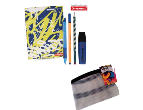 Diario Agenda TintaUnita-Stabilo 2026/2027 - 12 mesi datato - standard 13x18cm - con omaggio bustina - Murales Giallo Blu