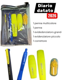 DIARIO DATATO 2026 2027 TINTA UNITA BLU NOTTE + ACCESSORI
