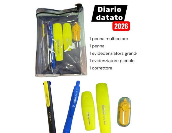 DIARIO DATATO 2026 2027 TINTA UNITA BLU NOTTE + ACCESSORI