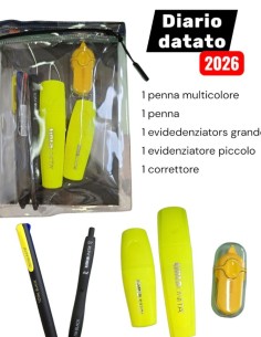DIARIO DATATO 2026 2027 TINTA UNITA NERO + ACCESSORI