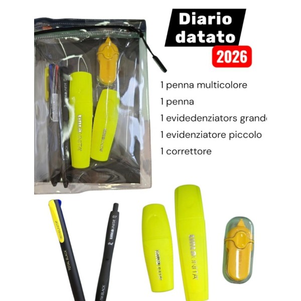 DIARIO DATATO 2026 2027 TINTA UNITA NERO +...