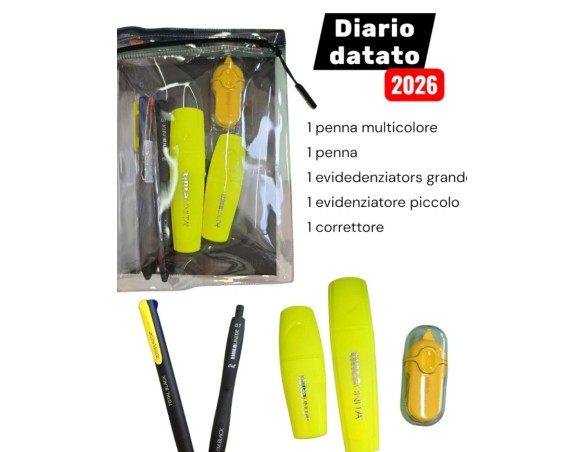 DIARIO DATATO 2026 2027 TINTA UNITA NERO + ACCESSORI