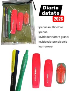 DIARIO DATATO 2026 2027 TINTA UNITA VERDE + ACCESSORI