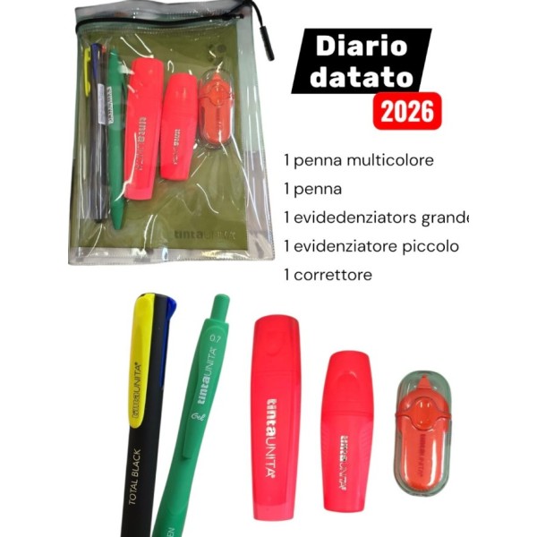 DIARIO DATATO 2026 2027 TINTA UNITA VERDE +...