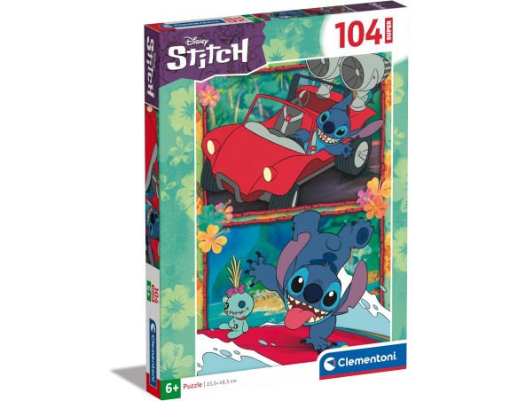 Clementoni- Disney Stitch Supercolor Stitch-104 Pezzi Bambini 6 Anni, Puzzle Cartoni Animati-Made in Italy, Colore Multilingua,