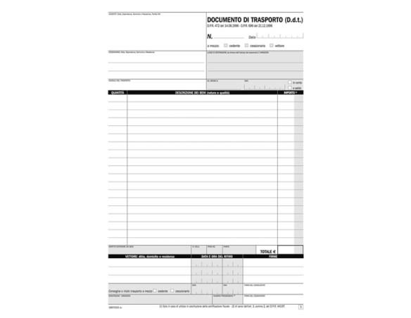 EDIPRO - E5215CT - Blocco ddt documento di trasporto 33x3 autoricalcante f.to 12x17,5