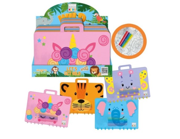 Valigetta Funny Coloring TintaUnita Kids - Set Creativo Riutilizzabile (Formato A4) Colora, lava e ricomincia!