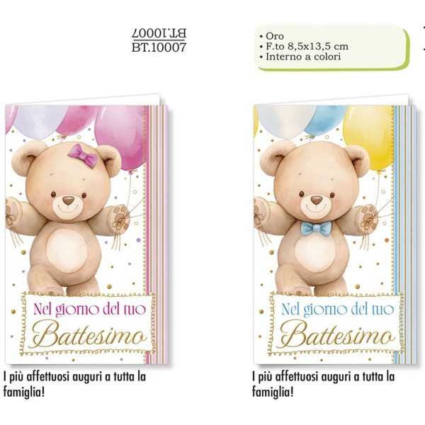 BIGLIETTO AUGURALE BATTESIMO 8,5X13,5 CROMO