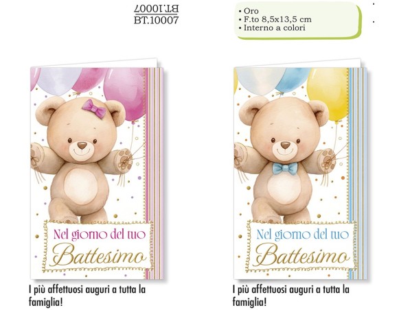BIGLIETTO AUGURALE BATTESIMO 8,5X13,5 CROMO