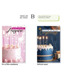 Biglietto Cromo compleanno mini 8.5x13.5cm