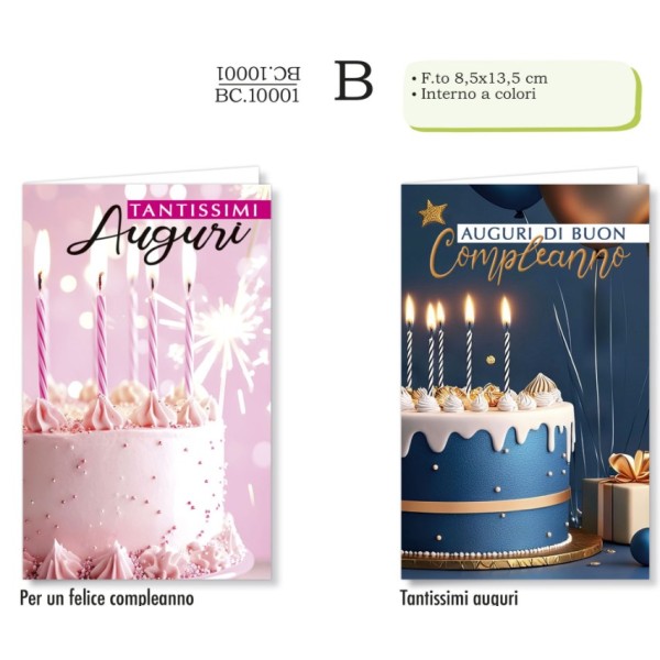 Biglietto Cromo compleanno mini 8.5x13.5cm