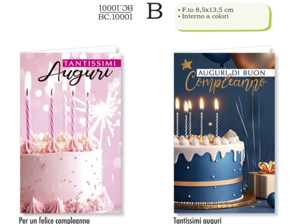 Biglietto Cromo compleanno mini 8.5x13.5cm