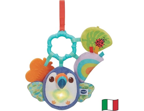 VTech Tiki il Tucano, Anello Sensoriale, Gioco Neonato Sensoriale Musicale con Sonaglio e Massaggiagengive, Giochi Neonato con 