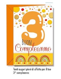 Biglietto Cromo compleanno 3 anno oro argento rilievo...