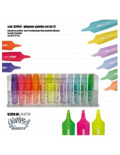 Palette Set 12 Evidenziatori Glimmer Tinta Unita