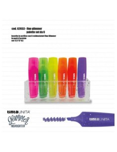 Palette Set 6 Evidenziatori Fluo Glimmer Tinta Unita