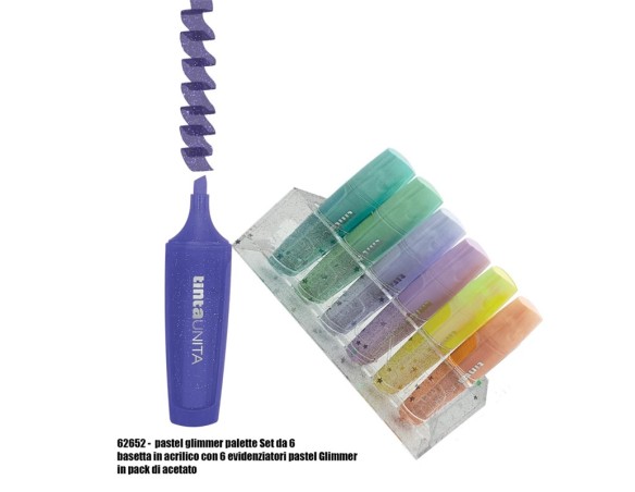 Palette Set 6 Evidenziatori Pastel Glimmer Tinta Unita