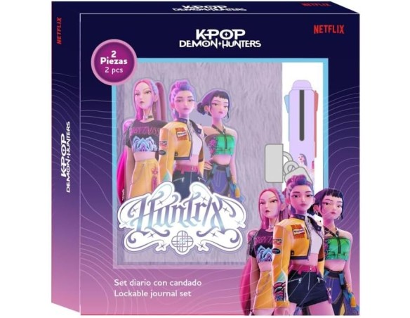 Demon Hunters K-Pop | Set diario con lucchetto, ideale per bambini, comodo e versatile, resistenza, 10,5 x 14,8 cm K-Pop Demon 