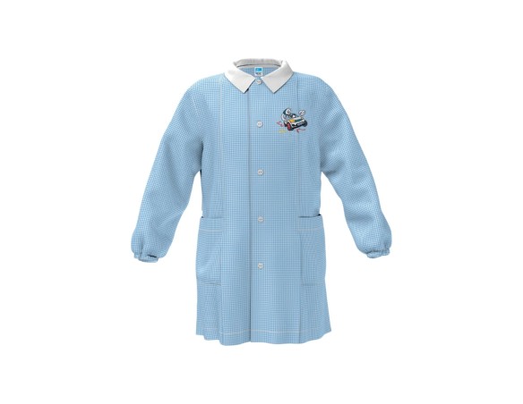 GREMBIULE SIGGI ® QUADRETTATO ASILO MASCHIETTO BAMBINO CELESTE 4181 - AUTO 2,3,4,5,6,7,8 anni
