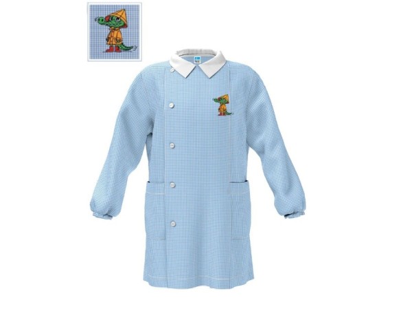 GREMBIULE SIGGI ® QUADRETTATO ASILO MASCHIETTO BAMBINO CELESTE 4181 - drago 2,3,4,5,6,7,8 anni