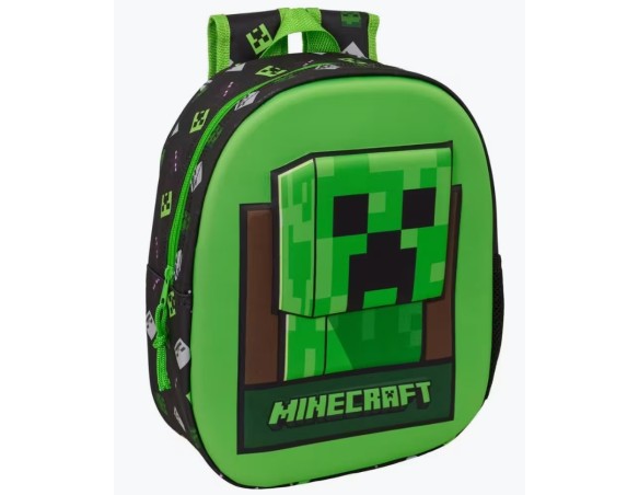 Minecrfat | Zaino Asilo 3D 32x25x10cm zainetto Minecraft bambino verde nero