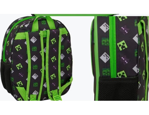 Minecrfat | Zaino Asilo 3D 32x25x10cm zainetto Minecraft bambino verde nero