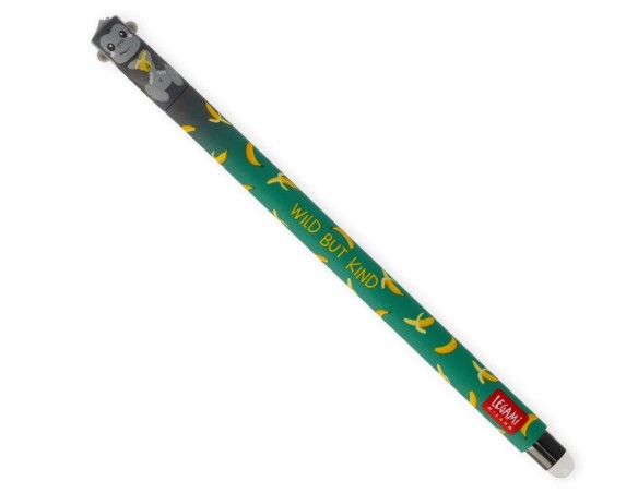 Legami - Penna Gel Cancellabile Gorilla "Wild but Kind" - Erasable Pen - Gorilla Inchiostro Cancellabile Nero