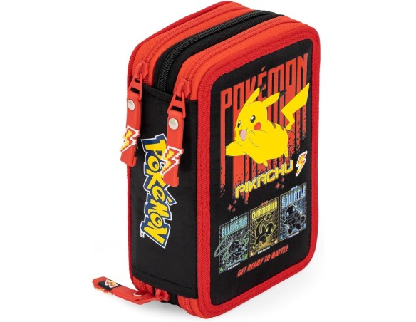 Pokémon Pikachu - Astuccio 3 scomparti completo 46 pezzi per la scuola o il tempo libero POKEMON