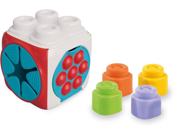 Clementoni- Soft Sensory Activity Cube-Set Costruzioni Prima Infanzia, Mattoncini Morbidi Clemmy, Blocchi Bambini 6 Mesi, Gioco