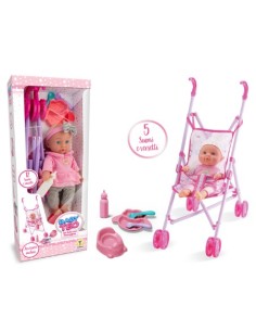 Baby teo - set bebe' con passeggino e accessori con voce