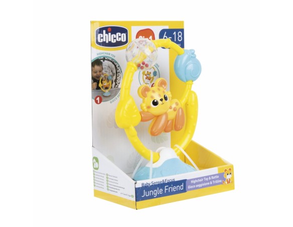 Chicco Gioco Seggiolone Amico della Giungla, Gioco Sonaglio con Ventosa per Seggiolone, con attività Manuali, e Tattili, 6-18 M