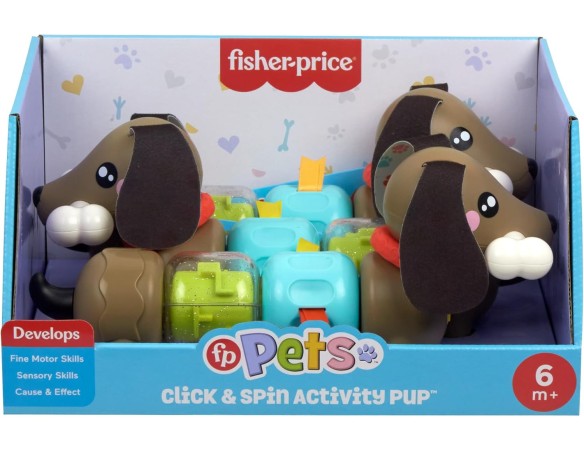 Fisher-Price Pets - Bassotto Gira e Gioca, Cucciolo per Il Gioco sensoriale con sonaglino e Coda Girevole clac clac, Orecchie e