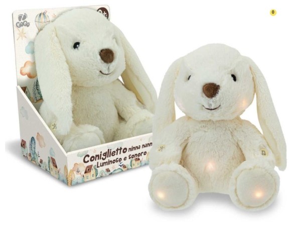 Peluche Coniglio ninna nanna 25cm luce, musica