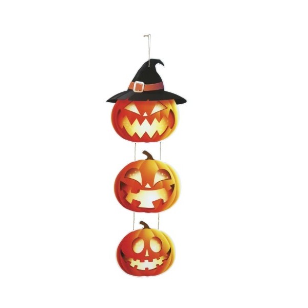 Halloween | Decorazione 3 zucche 64cm legno