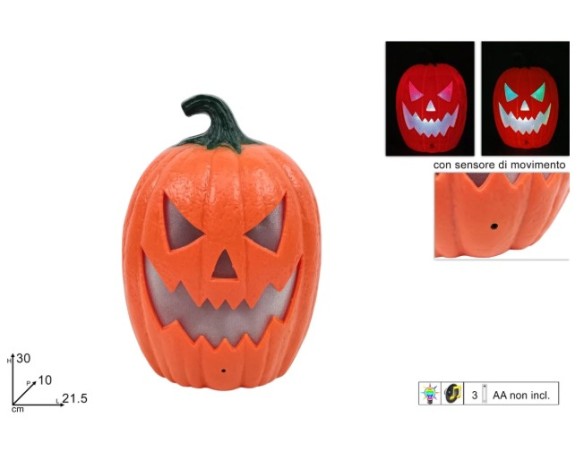 Halloween | Zucca 30cm con luce, suono e sensore di movimento