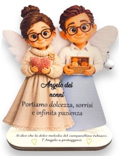 Porta Foto/Memo Angelo dei nonni In Legno Naturale Con...