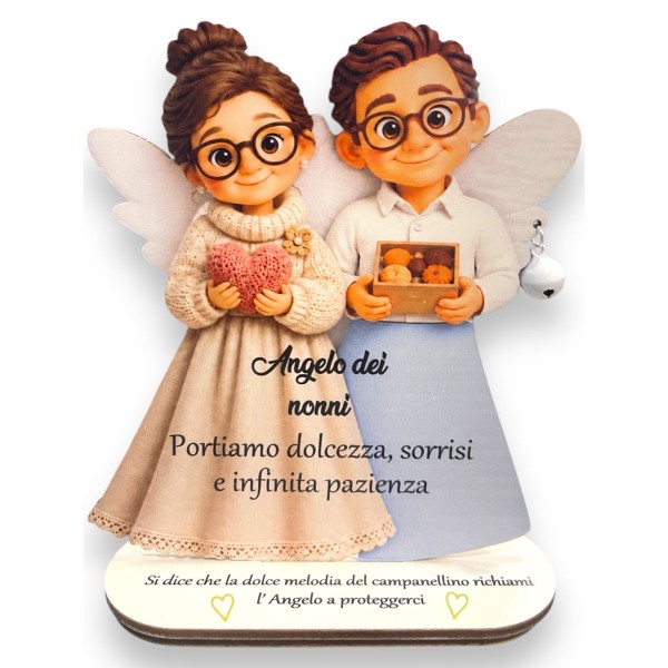 Porta Foto/Memo Angelo dei nonni In Legno...