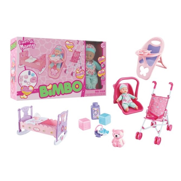 Bambolotto bimbo 30cm con suono e accessori