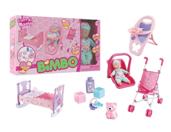 Bambolotto bimbo 30cm con suono e accessori