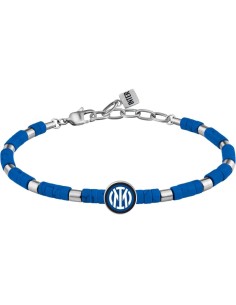 Inter | Bracciale in acciaio e pietre con logo smaltato...