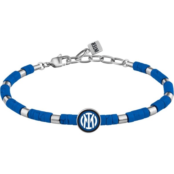Inter | Bracciale in acciaio e pietre con logo...